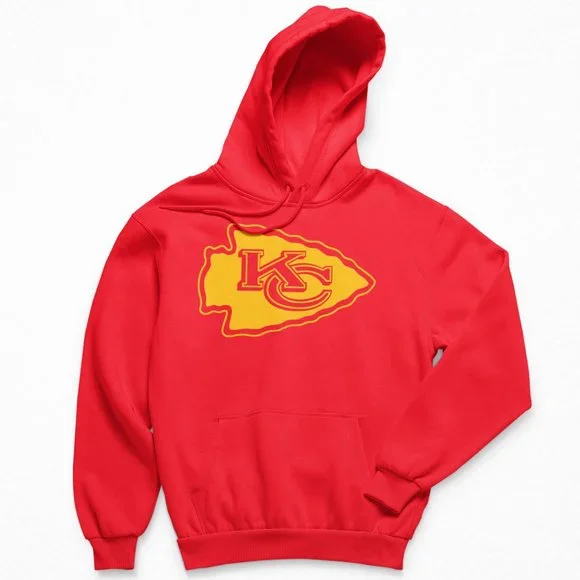 NEW Kansas City Chiefs Big Logo Fleece Pullover Hoodie RED - Picture 1 of 1